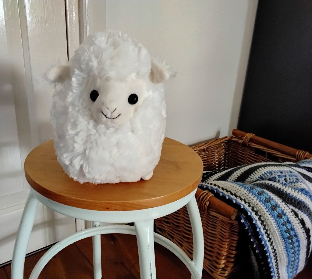 Mr. Sheep - knuffel schaap - plushie van de YouTuber Effspot, Gebruikt, Overige typen, Ophalen of Verzenden, Middelgroot (20 tot 80 cm)