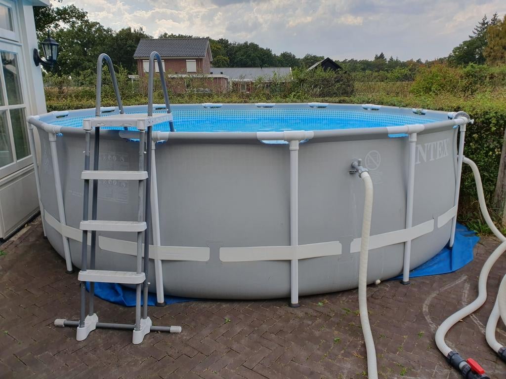 Zeer compleet rond Intex zwembad 457 x 122 cm met warmtepomp, Rond, 300 cm of meer, Ophalen, 120 cm of meer