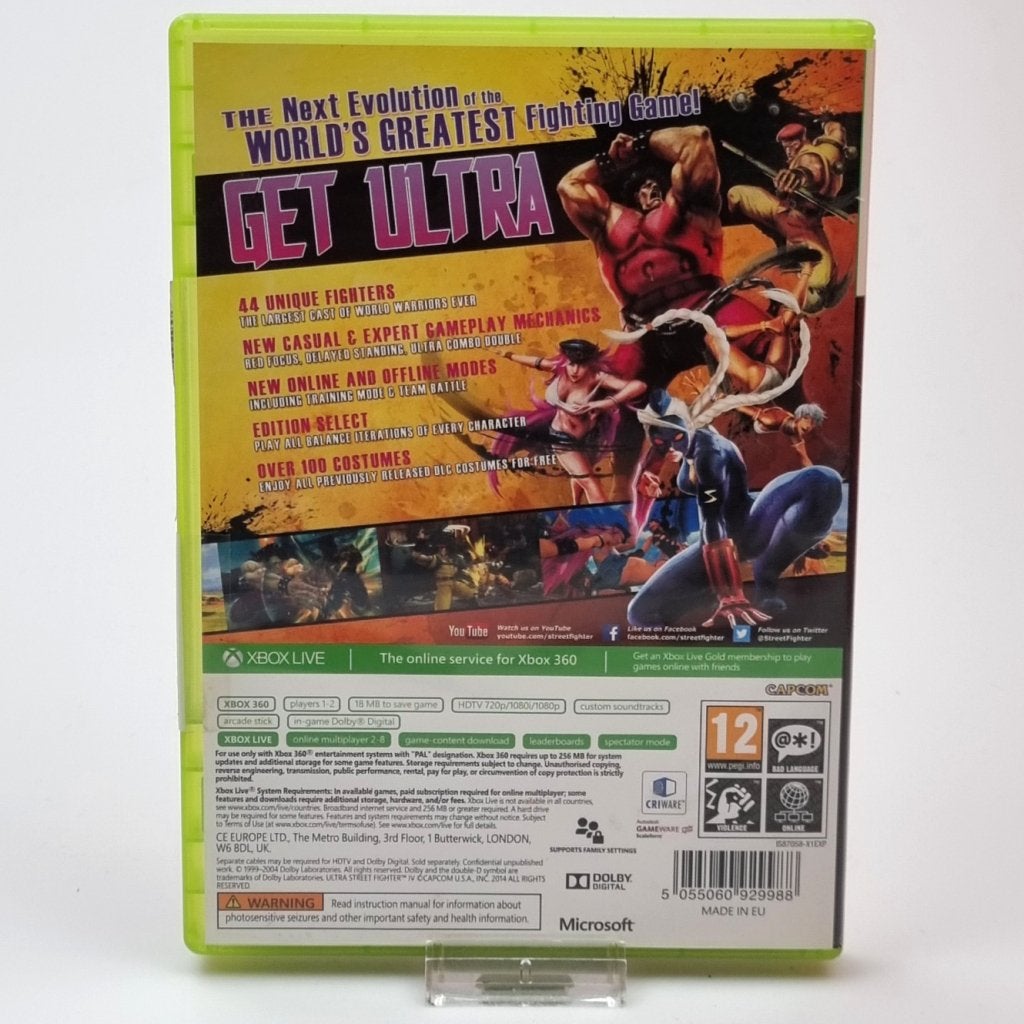 Xbox 360 Game: Ultra Street Fighter IV, Microsoft, Zo goed als nieuw, Support@microsoft.com, Microsoft Corporation
One Microsoft Way
Redmond, WA 98052-6399
USA