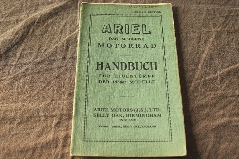 Ariel 1934 / 1935 motorrad handbuch, Motoren, Ophalen of Verzenden, Overige merken