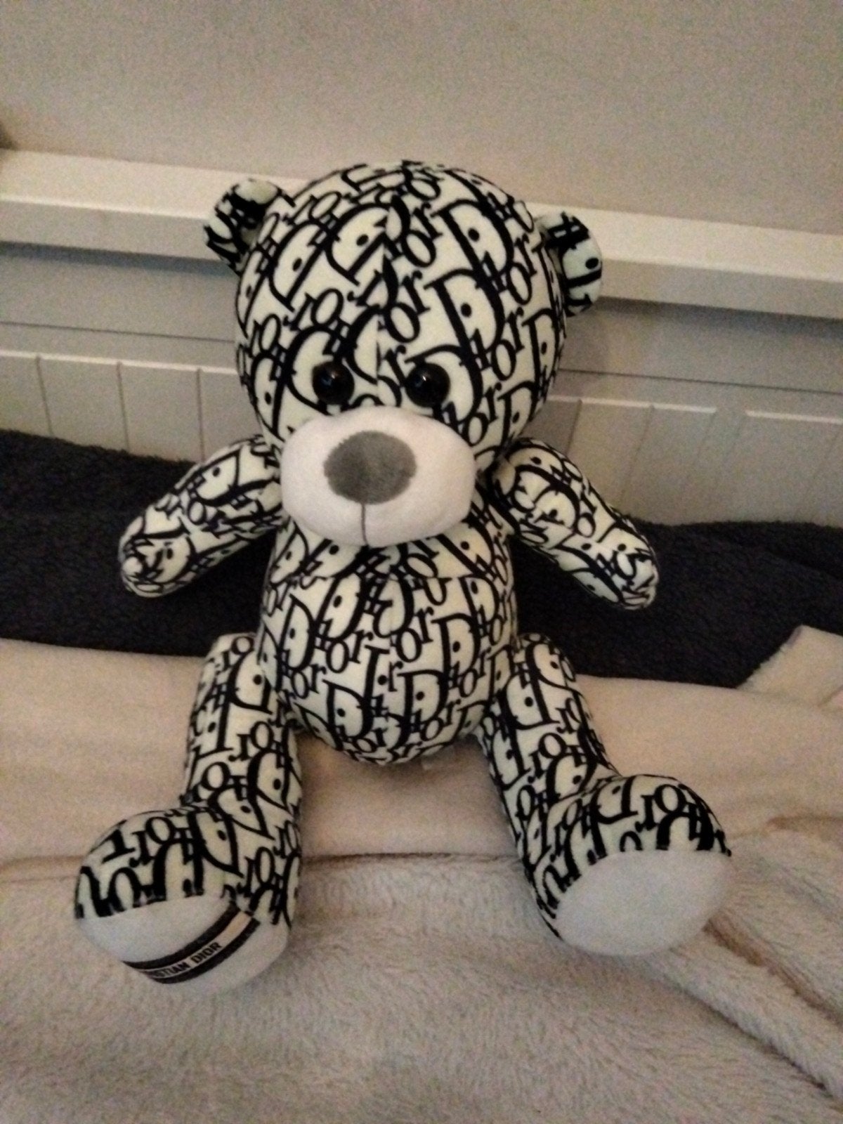 Dior teddybeer - Zwart/Wit knuffel, Kinderen en Baby's, Ophalen of Verzenden