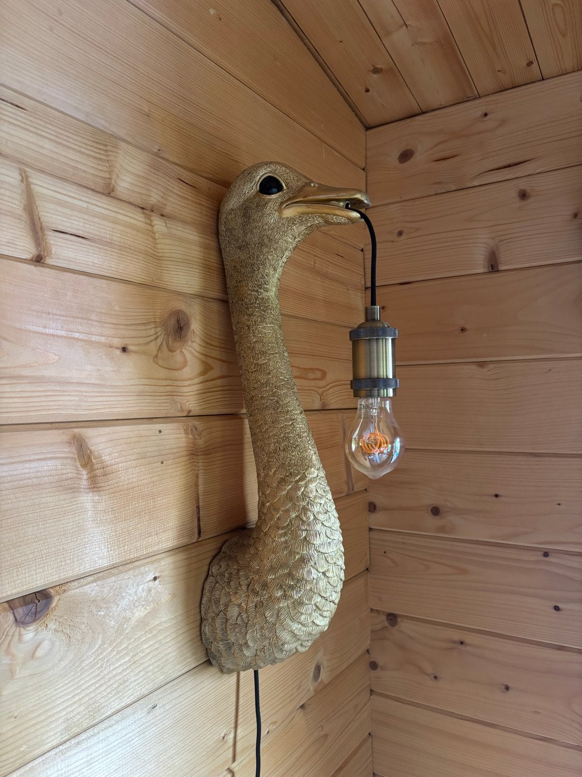 Struisvogel wandlamp Light & Living zo goed als nieuw, Huis en Inrichting, Met schakelaar, Overige typen, Zo goed als nieuw, E27 (groot)