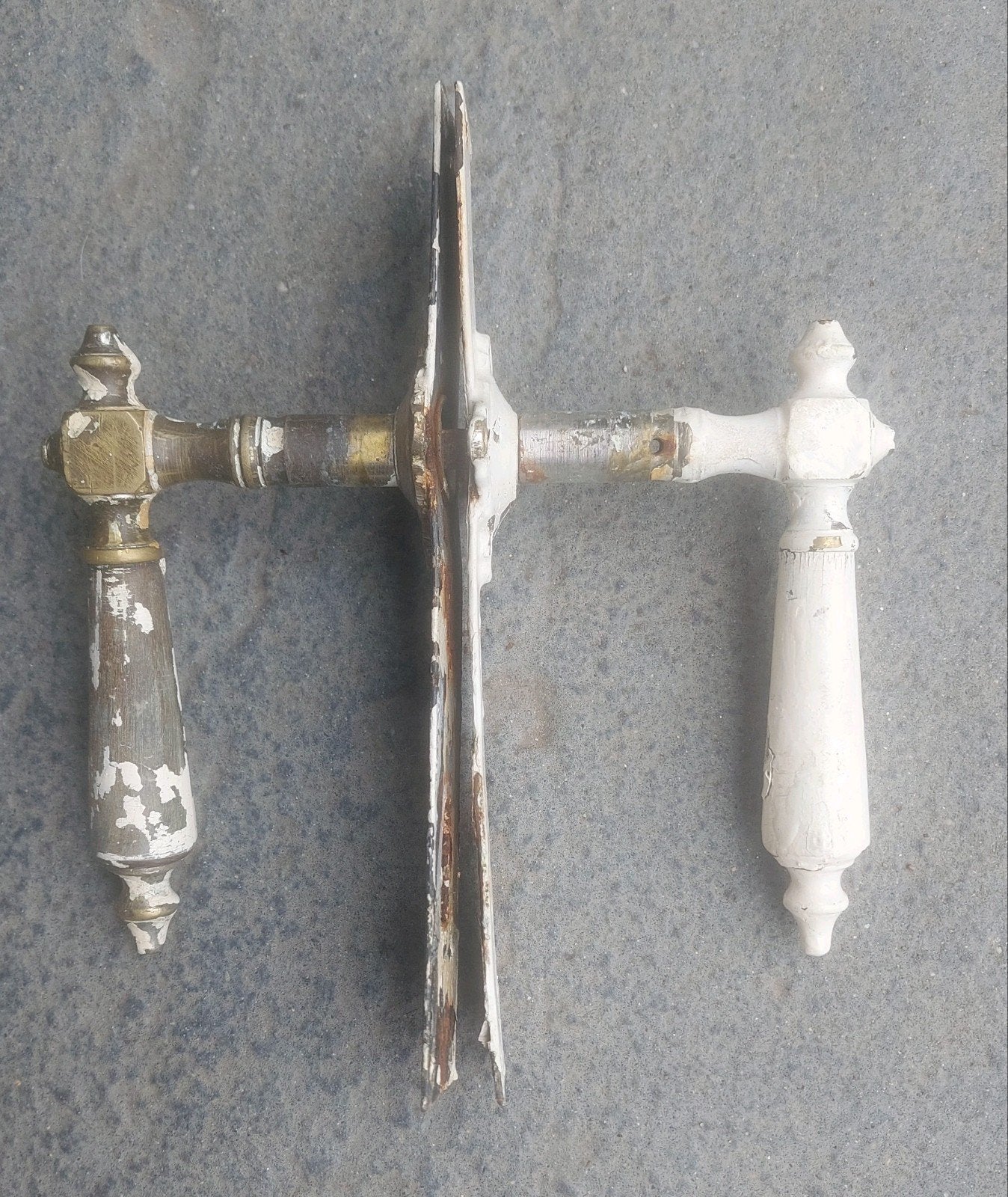 Antieke deurklink art nouveau messing/hout oud deurbeslag, Doe-het-zelf en Verbouw, Hang- en Sluitwerk, Ophalen of Verzenden, Gebruikt
