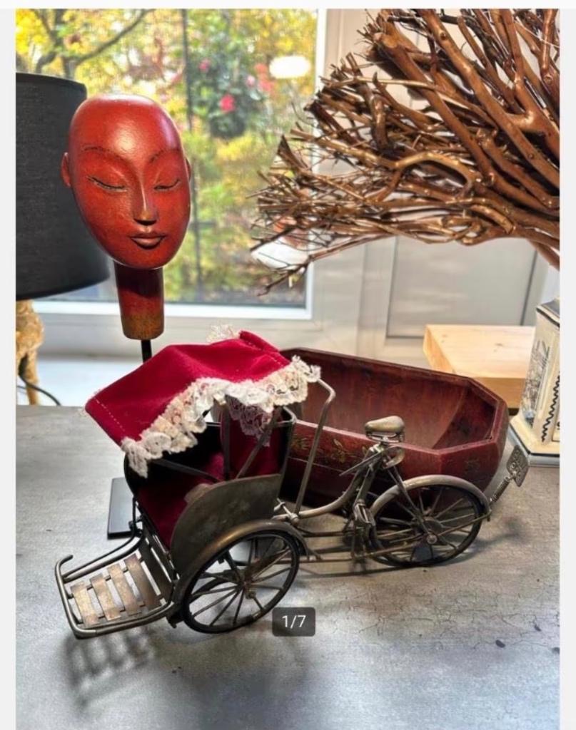 Indonesische Fiets, Beeld en Bak - Decoratief woondeco, Ophalen of Verzenden