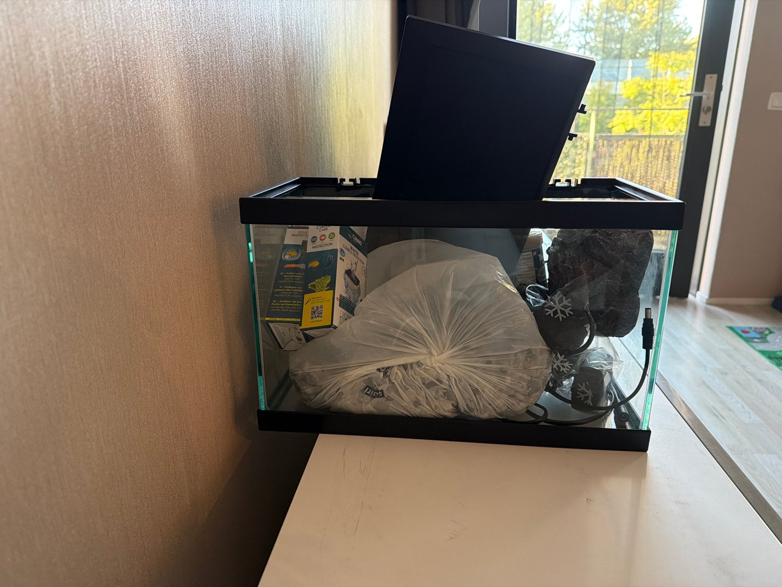 Aquarium (zonder vissen) met toebehoren, Dieren en Toebehoren, Ophalen, Gebruikt, Inclusief deksel, Overige merken