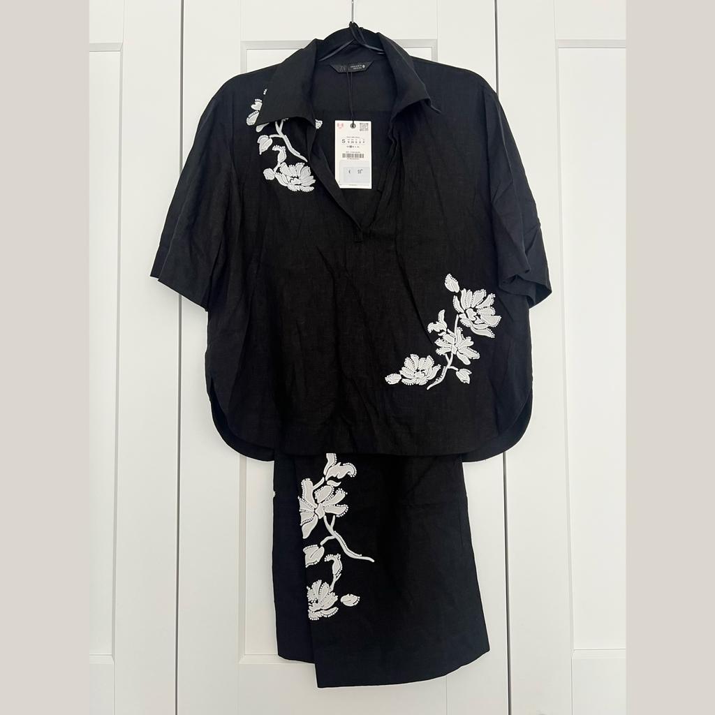 Zara Blouse en Broek set - maat S, Kostuum of Pak, Zwart, Nieuw, Ophalen of Verzenden