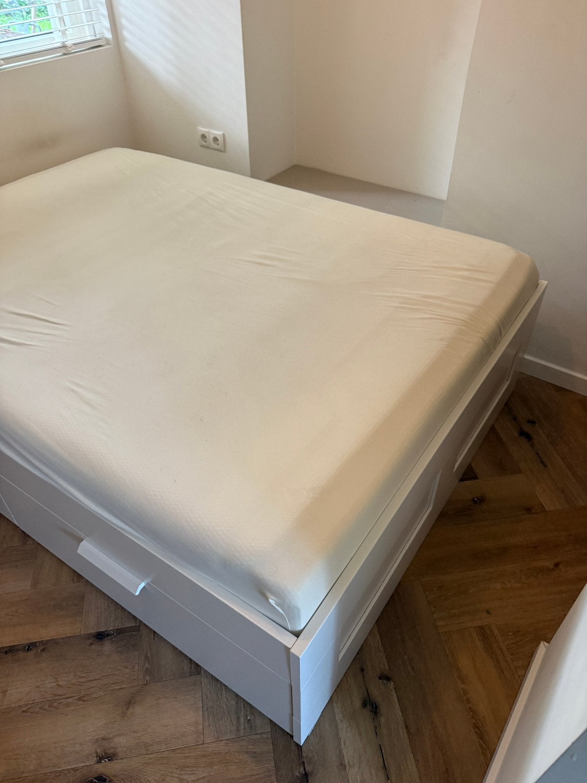 Tweepersoonsbed 140200 cm met 4 opberglades en lattenbodem, Ophalen, Wit, Tweepersoons, 140 cm