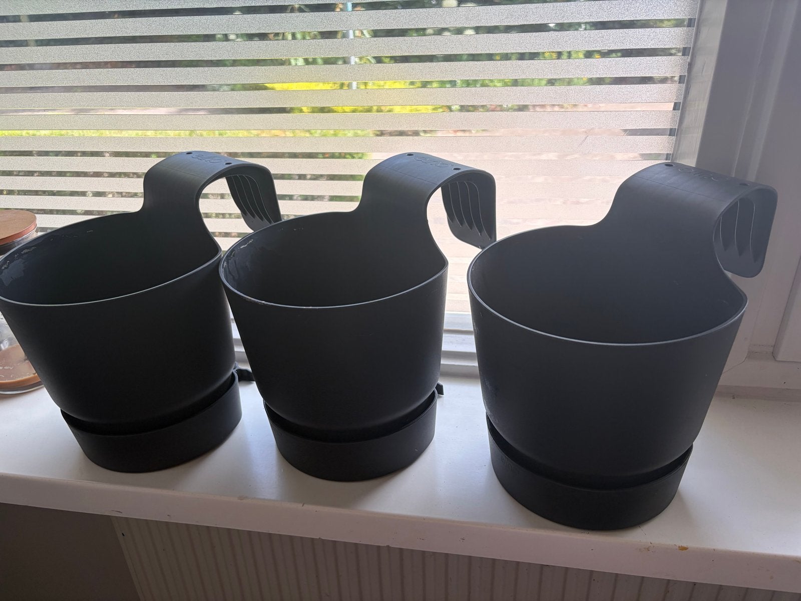 Elho Balkon Bloempot - Antraciet - 3 stuks, Ophalen, Kunststof, Gebruikt, Minder dan 30 cm