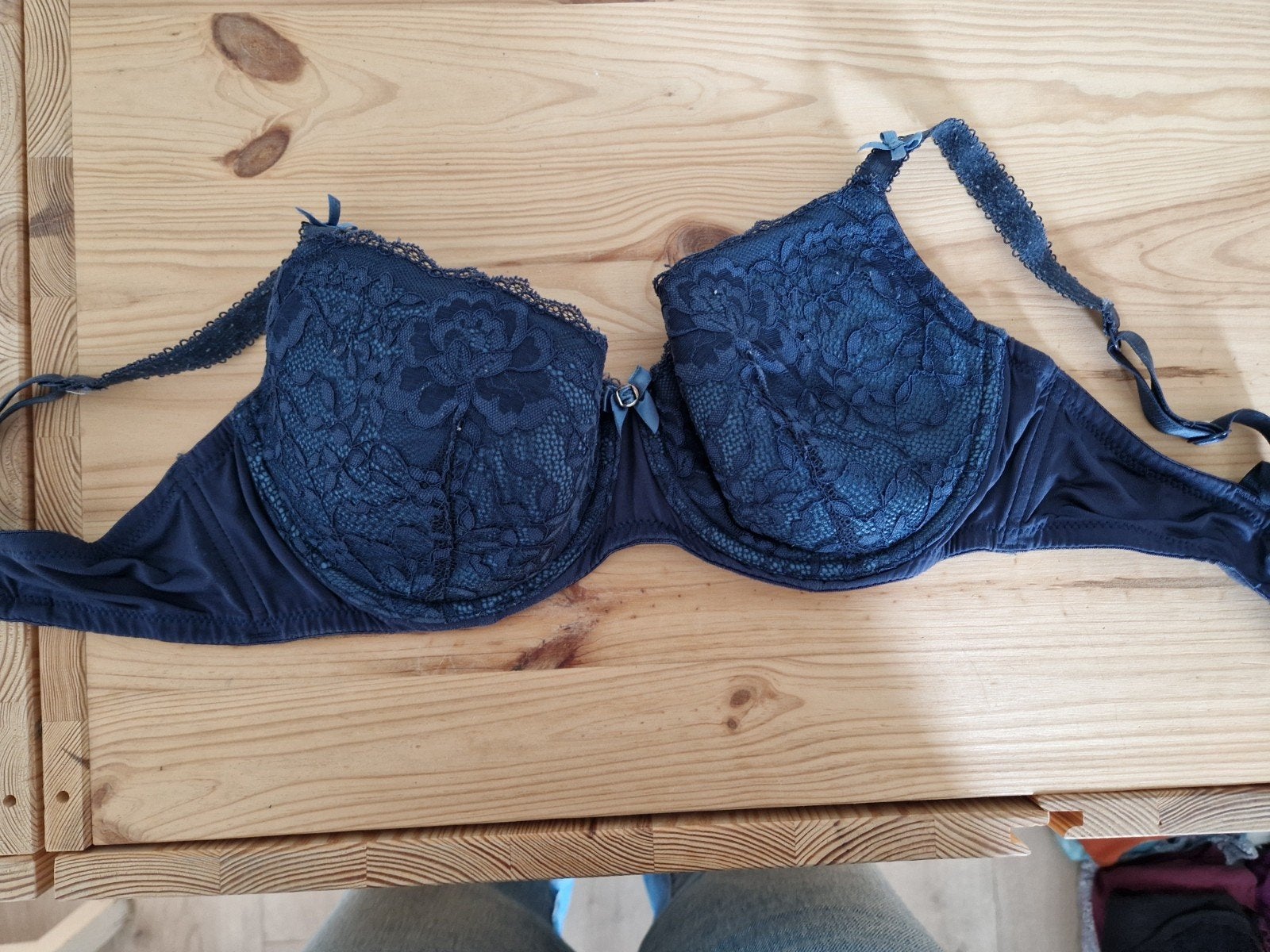 Hunkemöller BH - Donkerblauw kant - Maat 80D, Hunkemöller, Ophalen of Verzenden, Blauw, BH