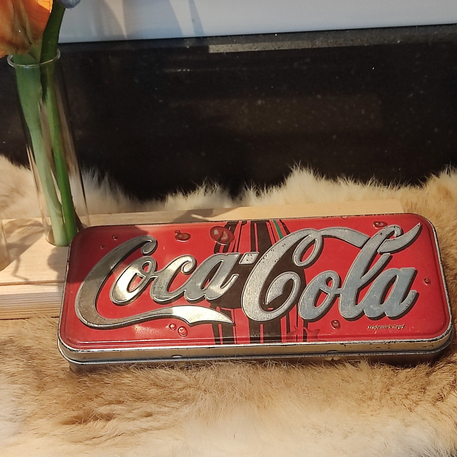 Vintage Coca-Cola blik/ etui  met reliëf Logo, Ophalen of Verzenden, Gebruikt