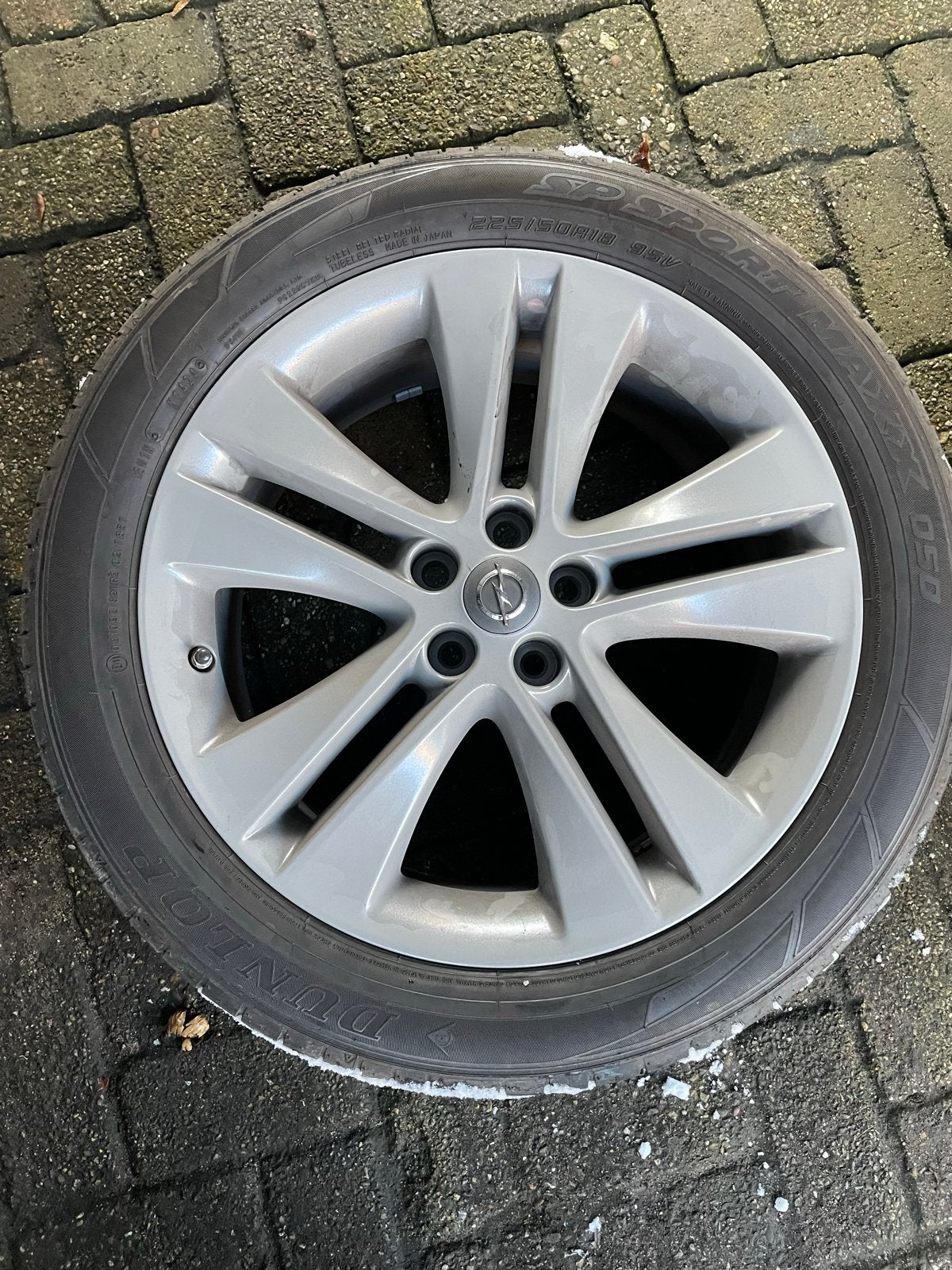 Opel Velgen,Dunlop Sport Maxx 225/50R18 95V banden en velgen, Auto-onderdelen, Banden en Velgen, Ophalen, 18 inch, Gebruikt, Banden en Velgen
