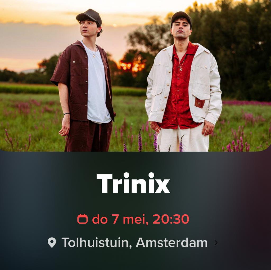 Trinix Tohuistuin 2 concertkaarten, Tickets en Kaartjes, Concerten | Overige, Twee personen, Mei