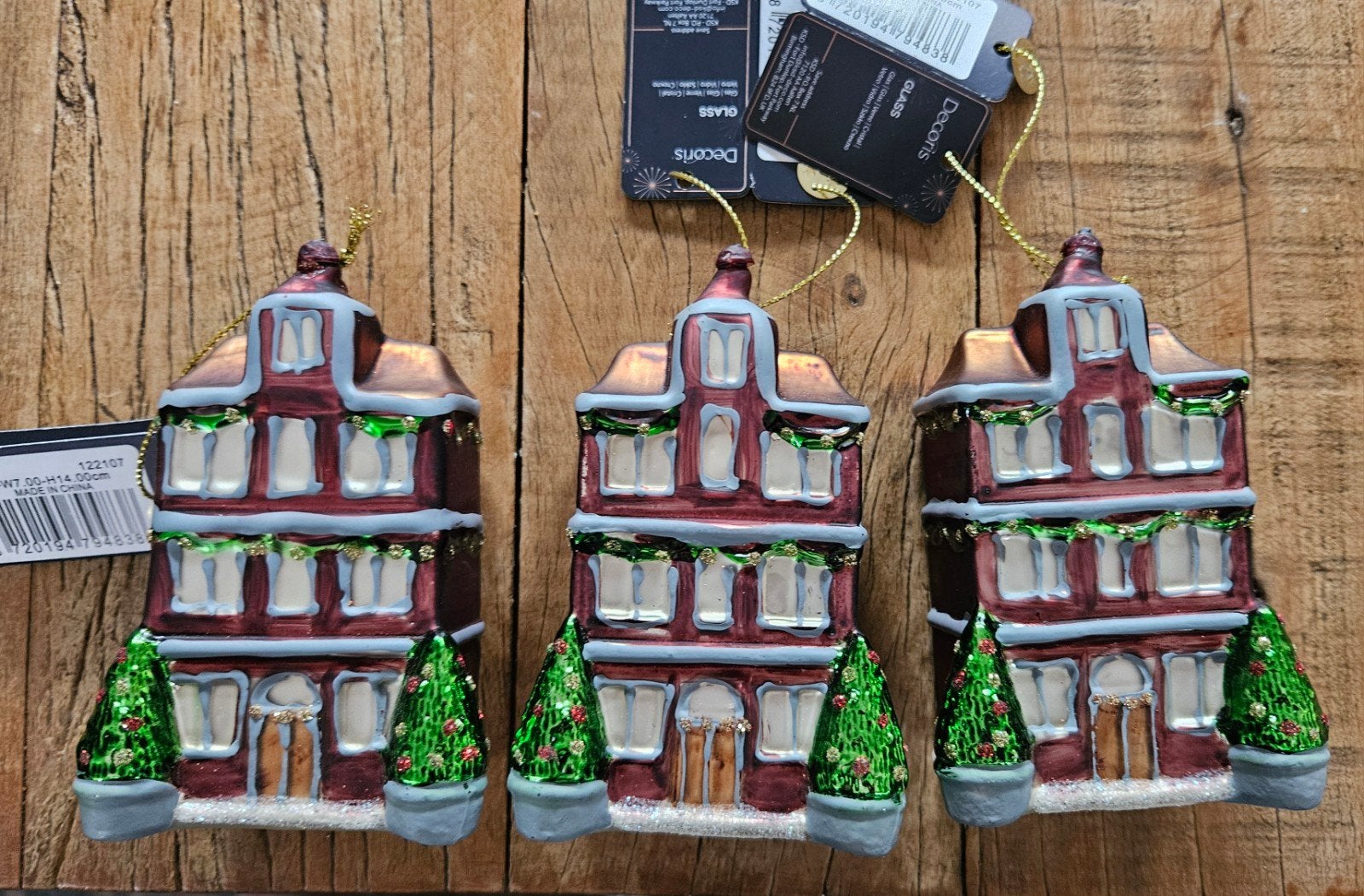 3x nieuwe glazen kerstboomhangers, Diversen, Ophalen of Verzenden