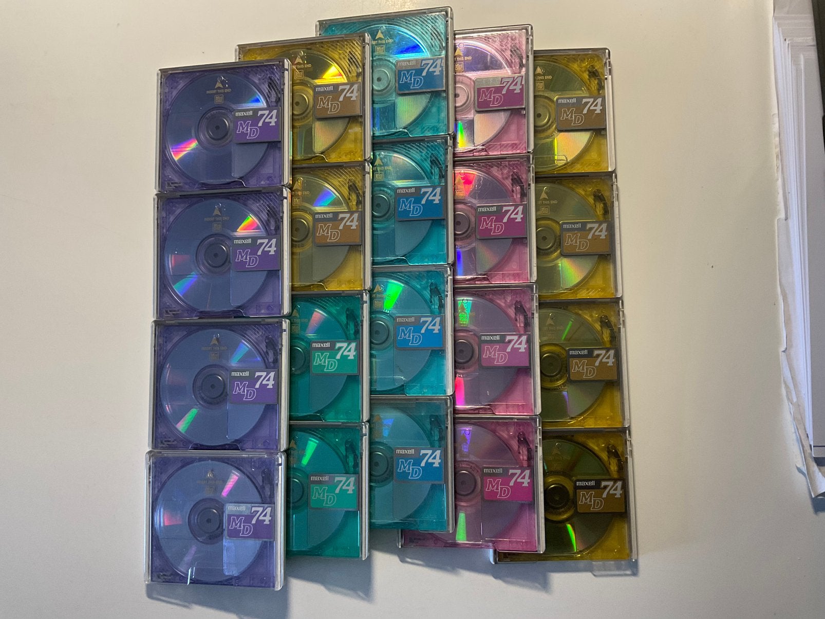 Minidisc’s. MAXELL COLOR DE LUXE. 20x als nieuw. 74 minuten, Ophalen of Verzenden, Discman