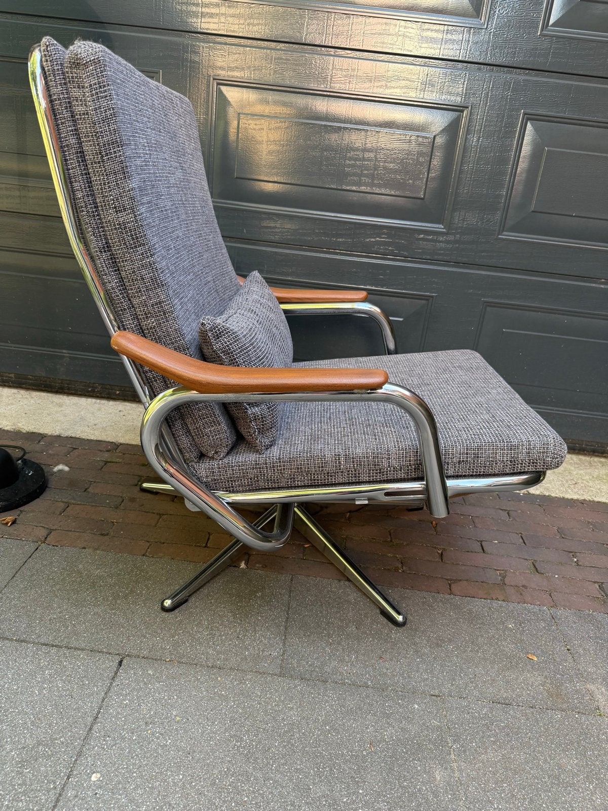 Jaren '70 Relaxstoel met Nieuwe Bekleding, Ophalen of Verzenden, Zo goed als nieuw, Gijpsvintage, Metaal