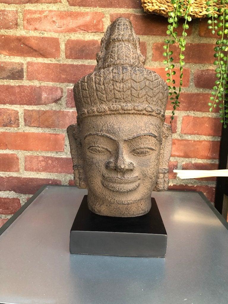 Boeddha Hoofd Beeld -  - Decoratie, Ophalen, 40 cm, Met sokkel, Zo goed als nieuw