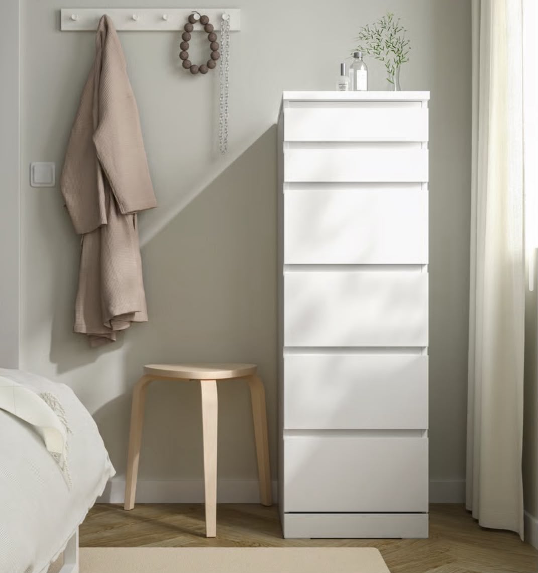 IKEA MALM Ladekast met 6 lades en spiegel, wit, Huis en Inrichting, Kasten | Kledingkasten, Overige materialen, Minder dan 50 cm