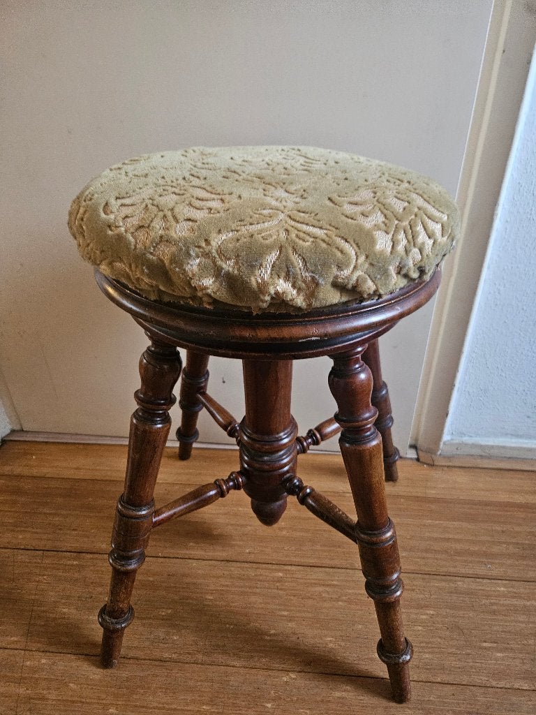 Vintage pianokruk, Ophalen, In hoogte verstelbaar, Gebruikt, Hout