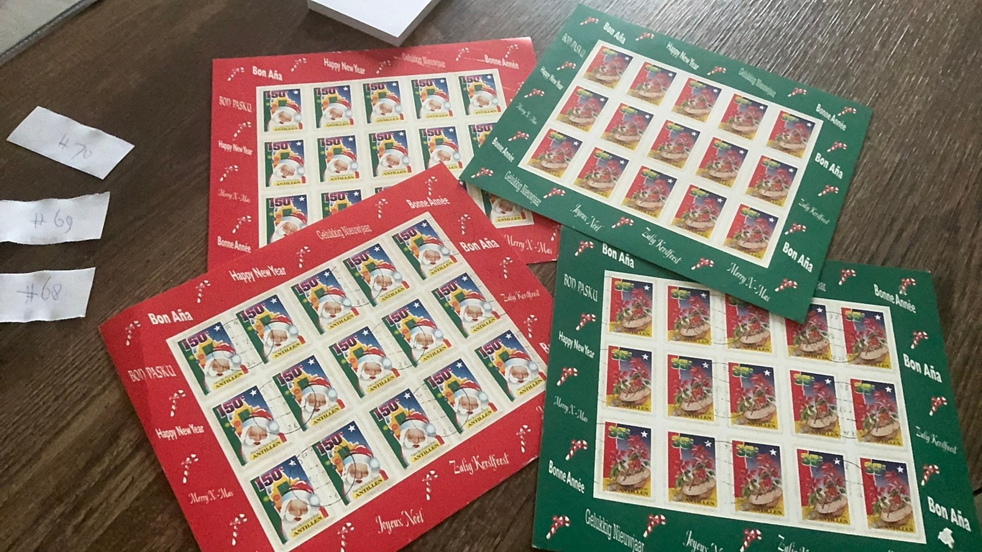 #68 4 velletjes Kerstzegels Nedetlandse Antillen pf/gest., Postzegels en Munten, Ophalen of Verzenden