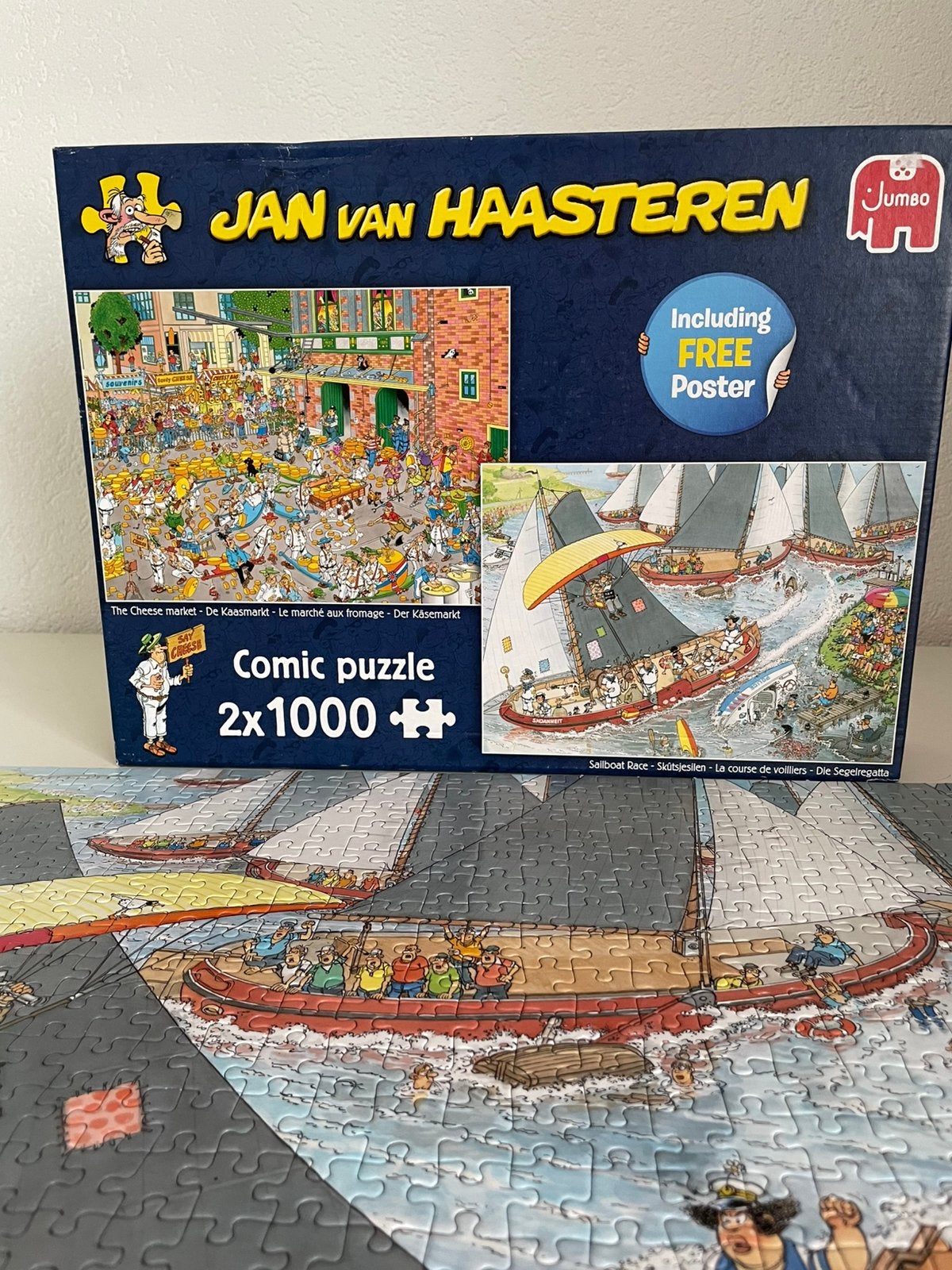 RUILEN Zeilbootrace en Kaasmarkt 2x 1000 st van Haasteren, Ophalen, 500 t/m 1500 stukjes, Zo goed als nieuw