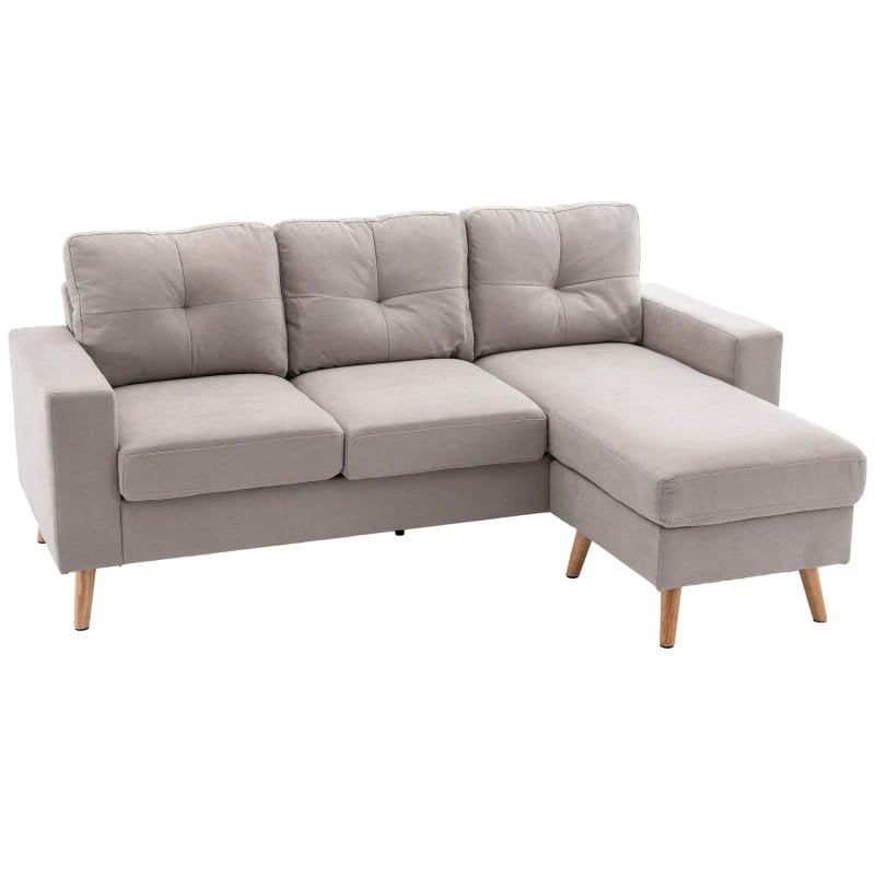 bankstel Hoekbank met Chaise Longue - Grijs, Ophalen of Verzenden, Nieuw, 150 cm of meer, Vierpersoons of meer