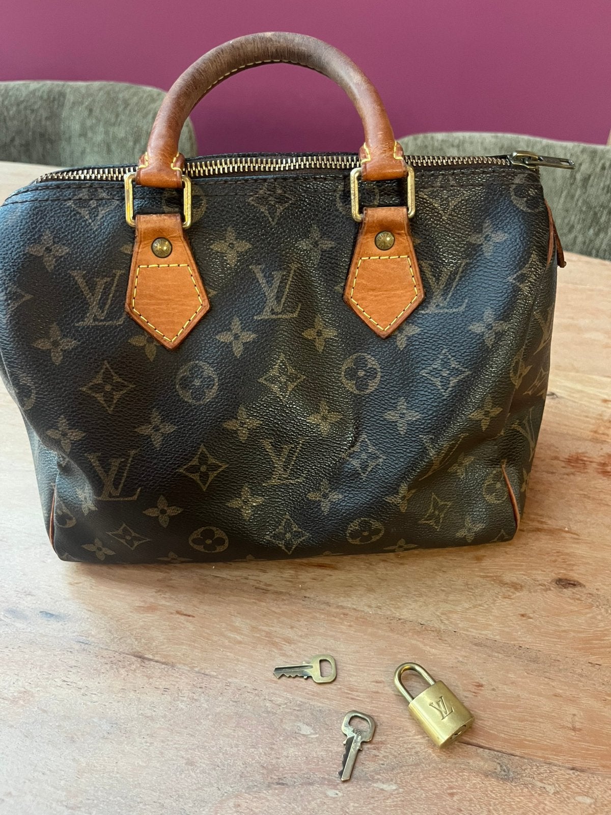 Louis Vuitton Speedy 25 – authentiek – mooie staat, Ophalen of Verzenden, Zo goed als nieuw, Bruin, Handtas