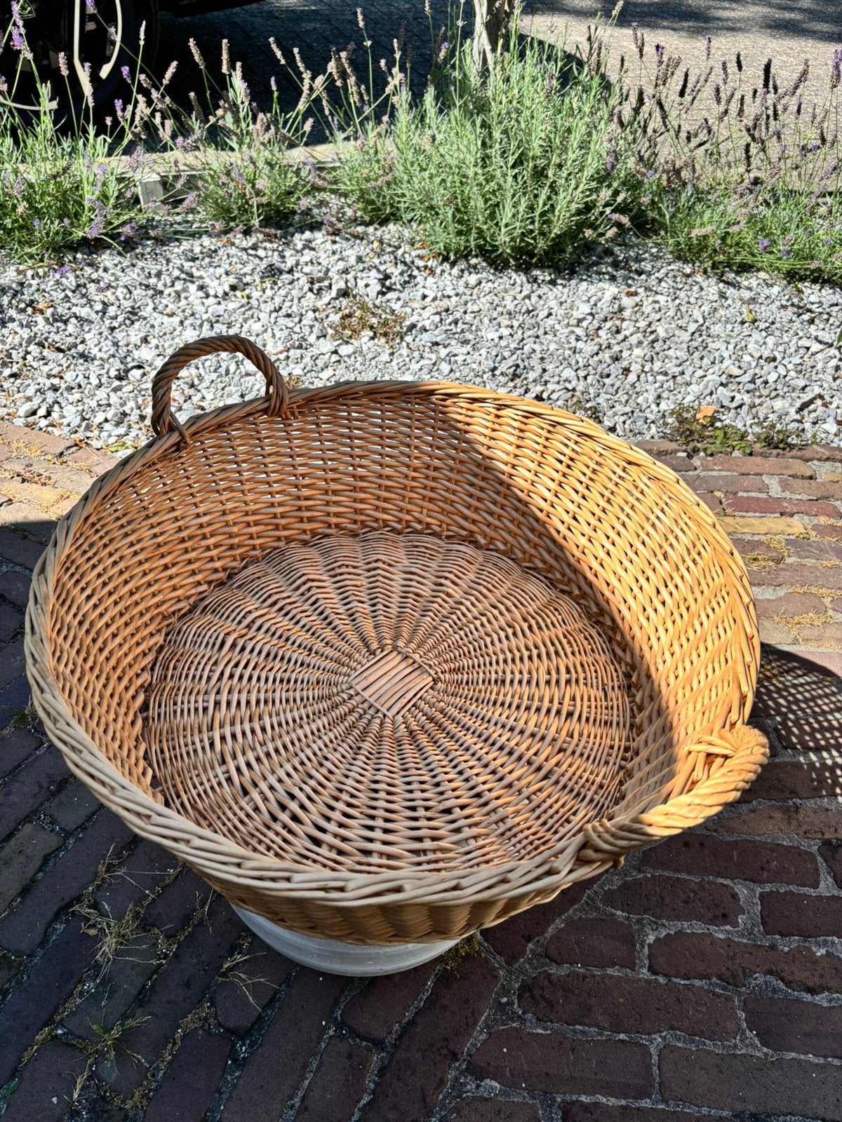 Grote ronde rieten mand 52cm ø met handvaten, Ophalen of Verzenden, Zo goed als nieuw, Rond, Riet