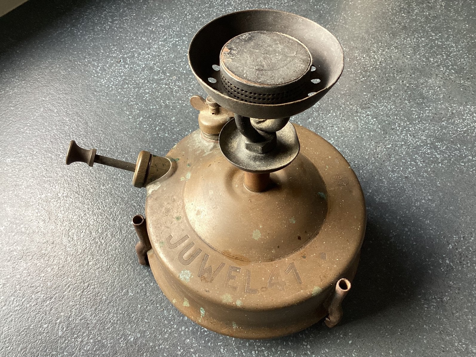 VINTAGE JUWEL 41 MESSING KOOKTOESTEL ( KAMPEERBRANDER ), Ophalen, Gebruikt