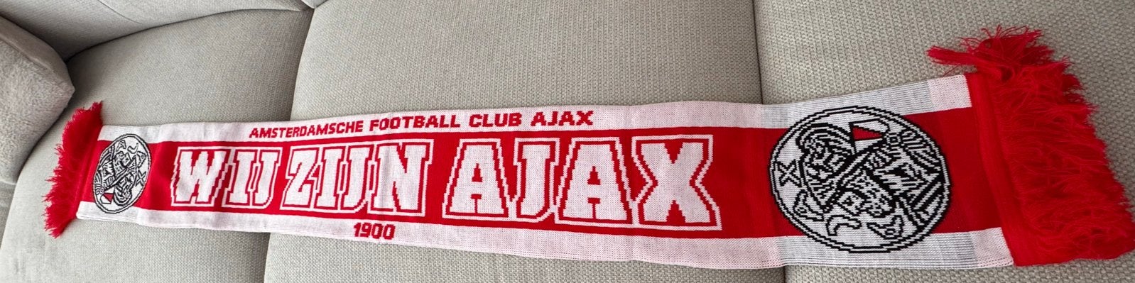 Ajax sjaal "Wij zijn Ajax" - Rood/Wit, Verzenden, Gebruikt, Ajax, Vaantje of Sjaal