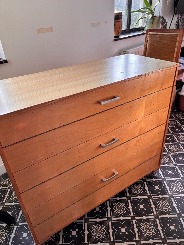 Vintage jaren ‘70 school kastje met drie kleppen, Ophalen, Gebruikt