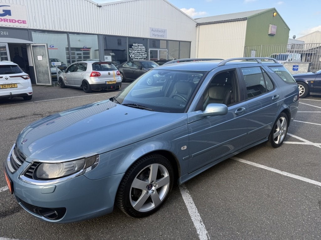Saab 9-5 Estate 2.0t Vector (bj 2007), Auto's, Voorwielaandrijving, Zwart, Blauw, Automatische klimaatregeling