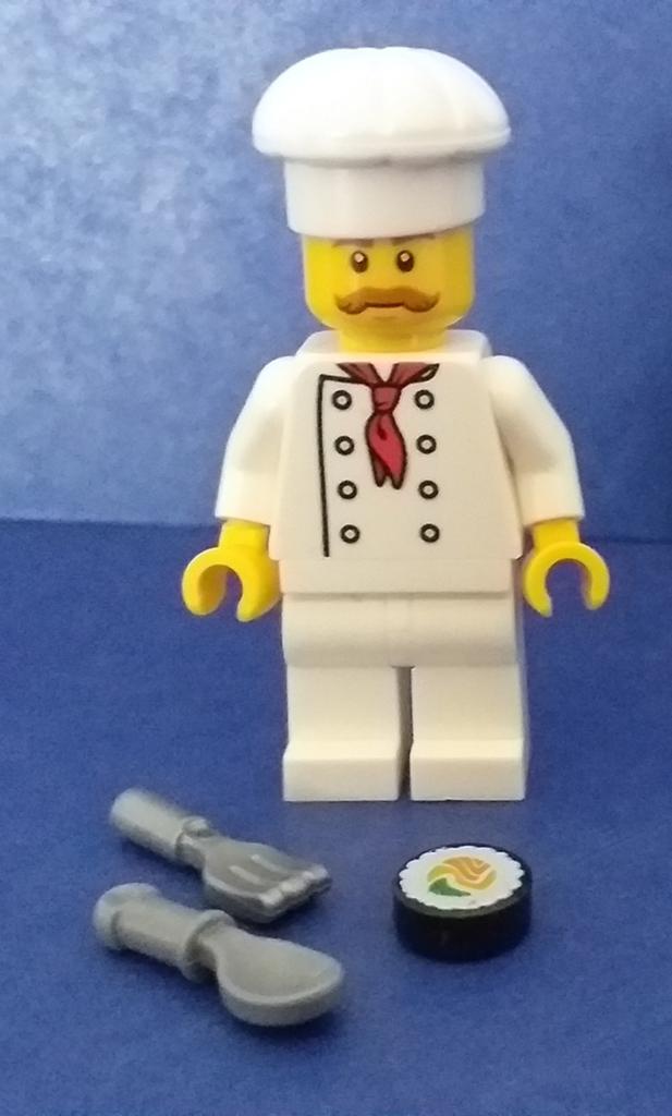NIEUW lego city poppetje minifig fig CHEF KOK  + toebehoren, City, Inclusief extra onderdelen, Lego, Nieuw