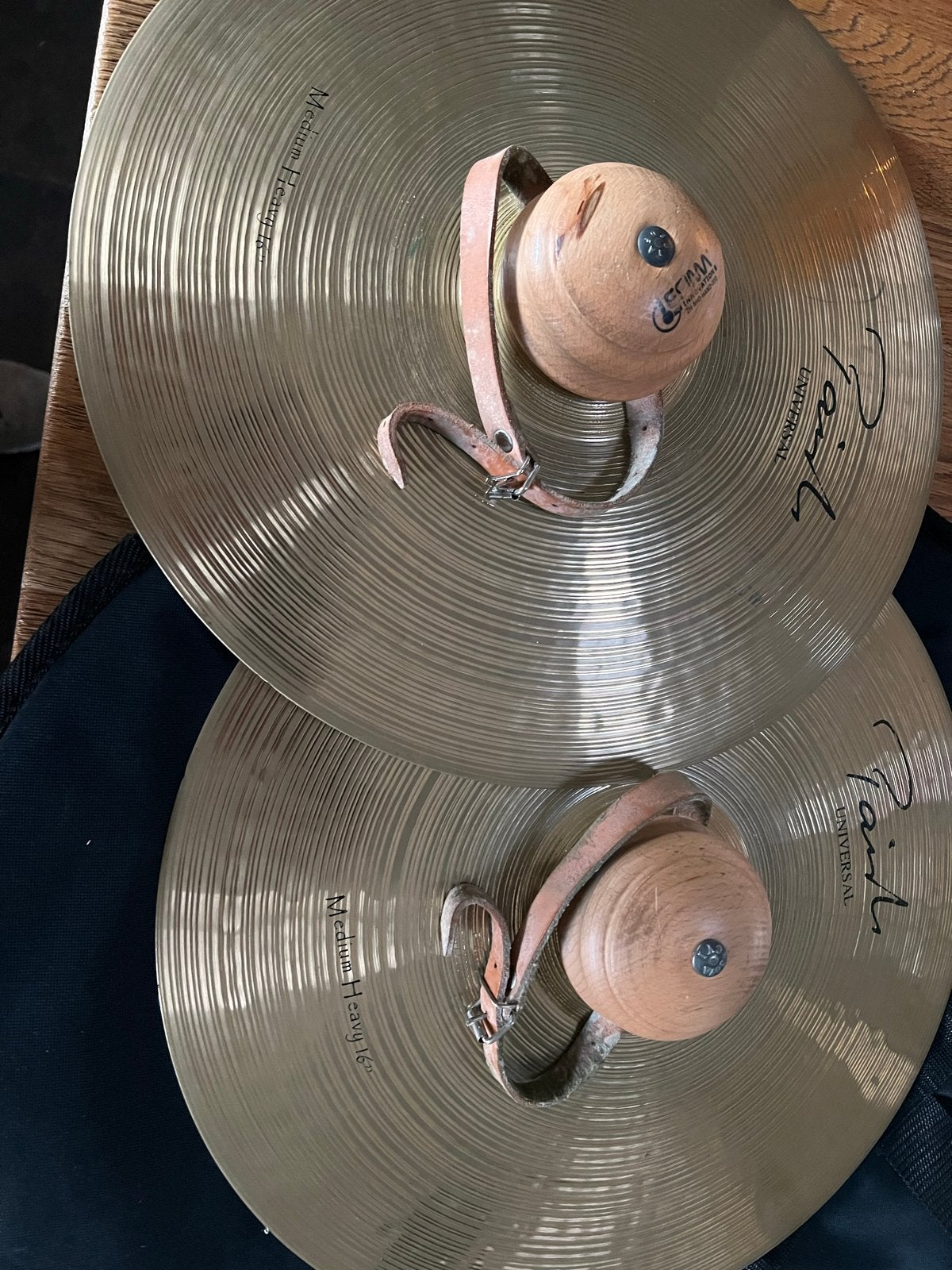 Paiste bekkens 16 inch met leren handgrepen en draagtas, Ophalen of Verzenden, Zo goed als nieuw, Overige merken