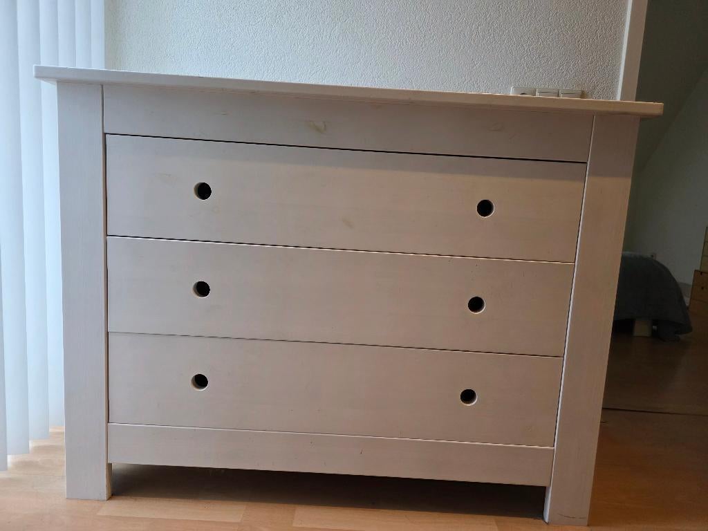 Bopita Dido ladenkast/commode, grenen, white wash, 3 laden, Kinderen en Baby's, Kinderkamer | Commodes en Kasten, Ophalen, Gebruikt
