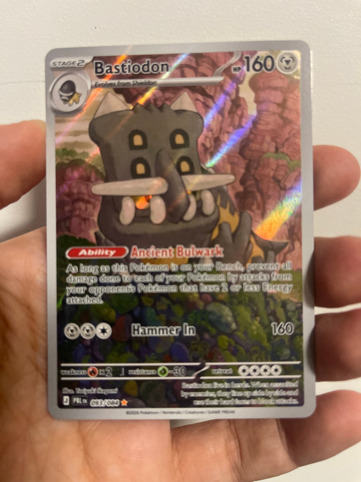 Bastiodon 093/084 Reverse Holo Pokémon Kaart, Ophalen of Verzenden, Zo goed als nieuw, Losse kaart, Foil