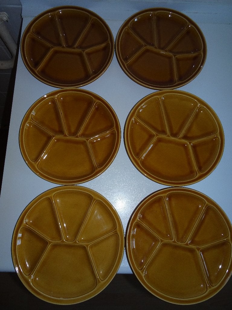 Fondueborden * GIEN France * Vintage * 6 voor € 24, Ophalen, Overige materialen, Gebruikt, Vintage