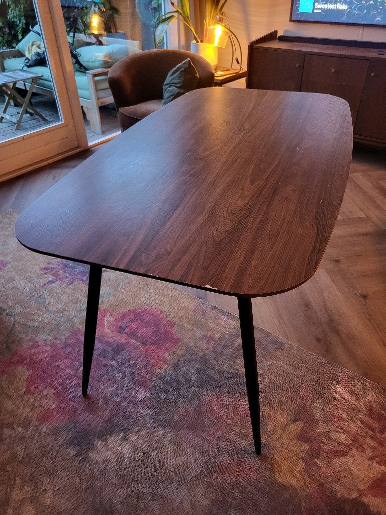 Gratis walnoot Eettafel - 160x90x75 cm, Huis en Inrichting, Tafels | Eettafels, Ophalen, Kunststof, Gebruikt, 50 tot 100 cm