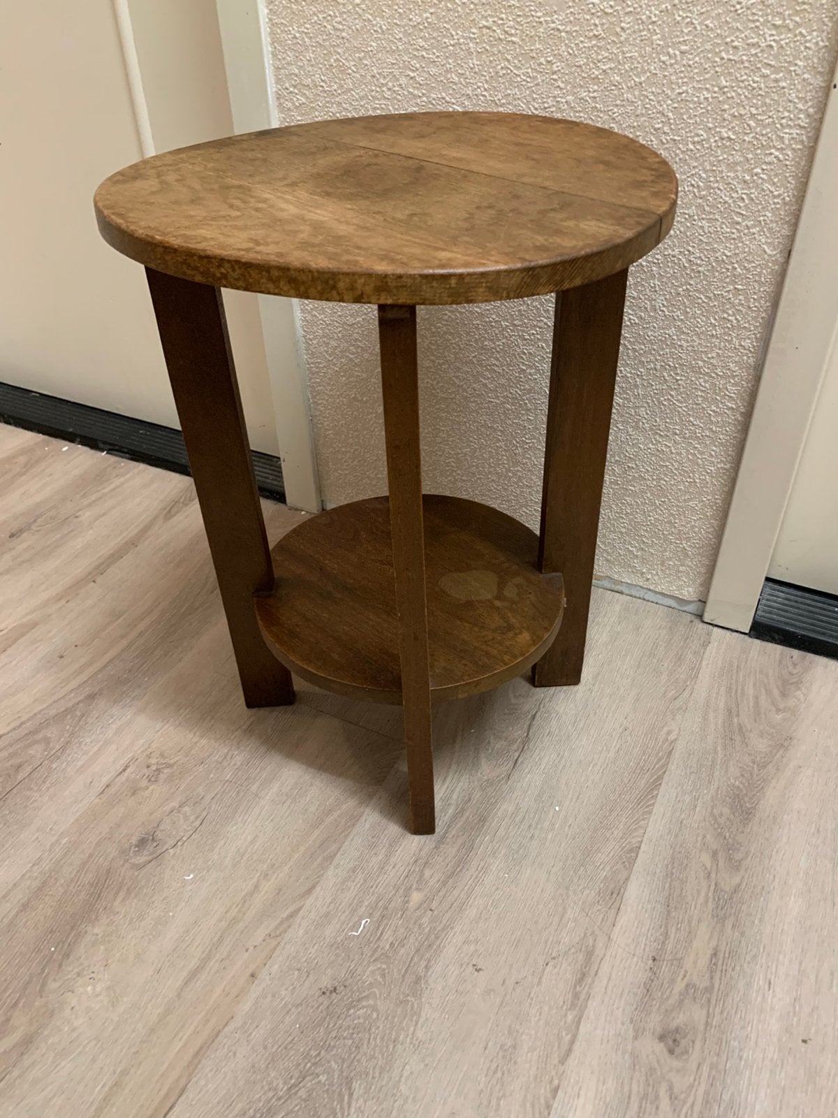 Eiken kleine bijzettafel plantentafel, 45 tot 60 cm, Minder dan 55 cm, Gebruikt, Rond