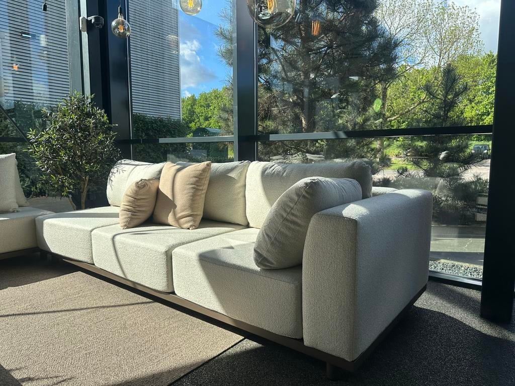 Borek Vallon Lounge Set Bronze met Travertin Salontafel, Ophalen, Nieuw