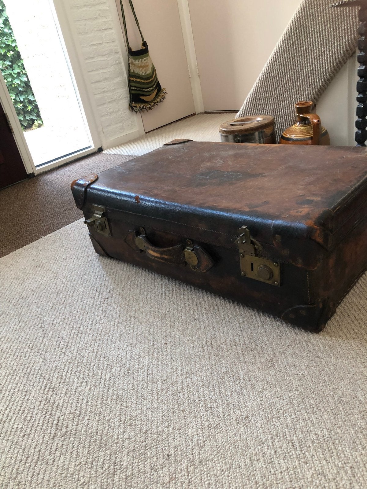 Antieke Leren Koffer - Vintage Reiskoffer, Ophalen
