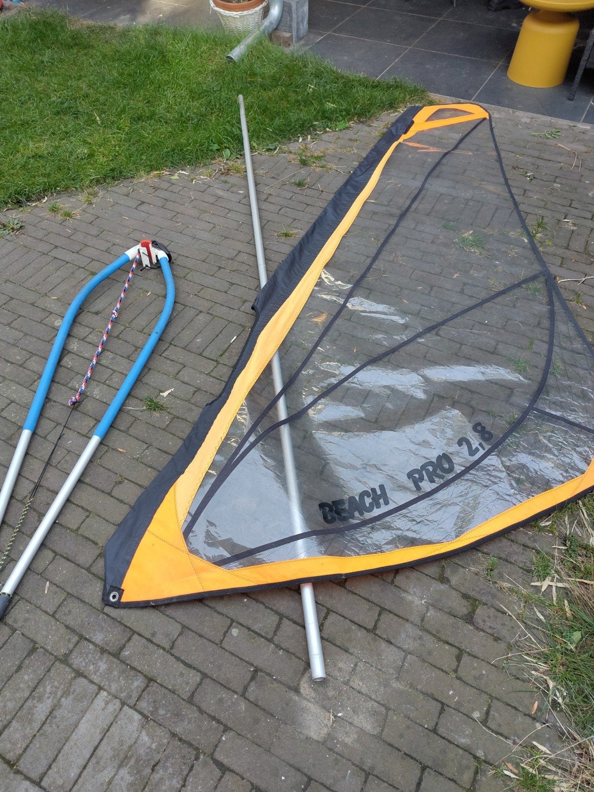 kinderset Windsurfzeil met mast en giek - Beach Pro 2.8, Gebruikt, Met giek, Minder dan 3.5 m², Complete set