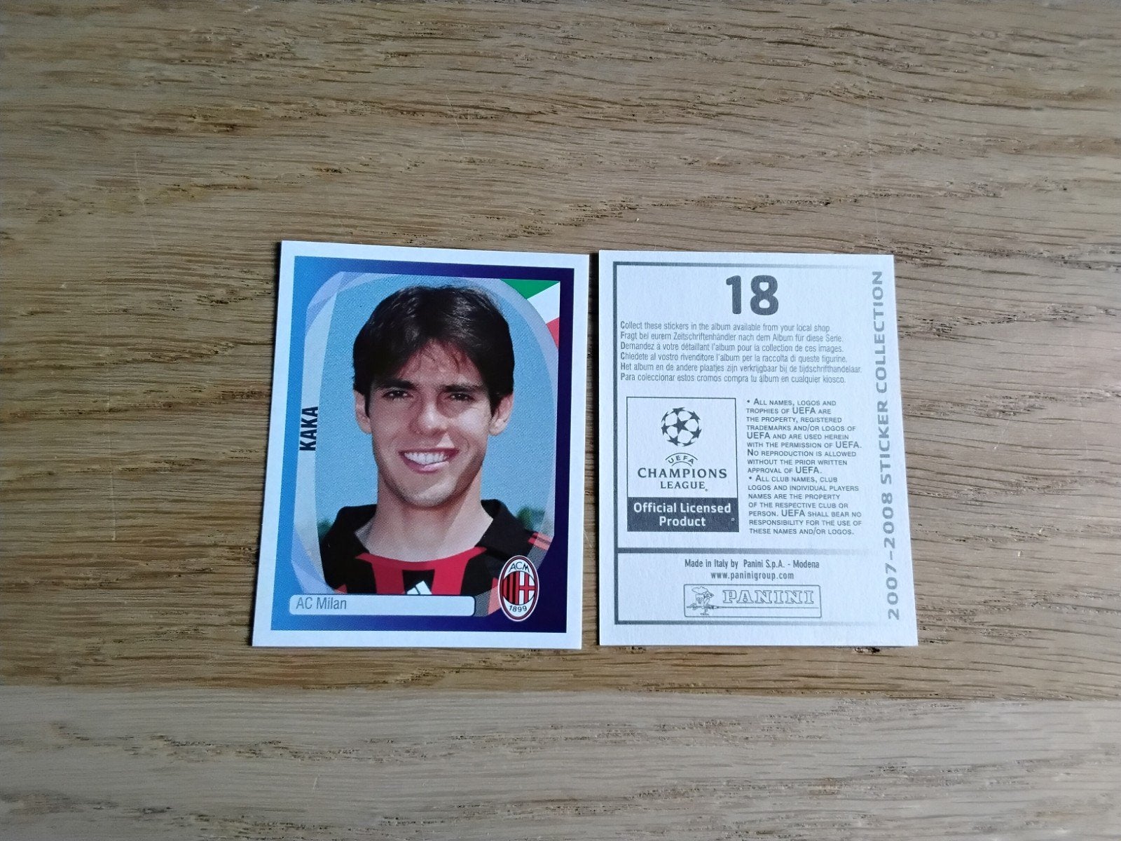 Panini Kaka Champions League Sticker 2007/2008 AC Milan, Ophalen of Verzenden, Zo goed als nieuw, Poster, Plaatje of Sticker