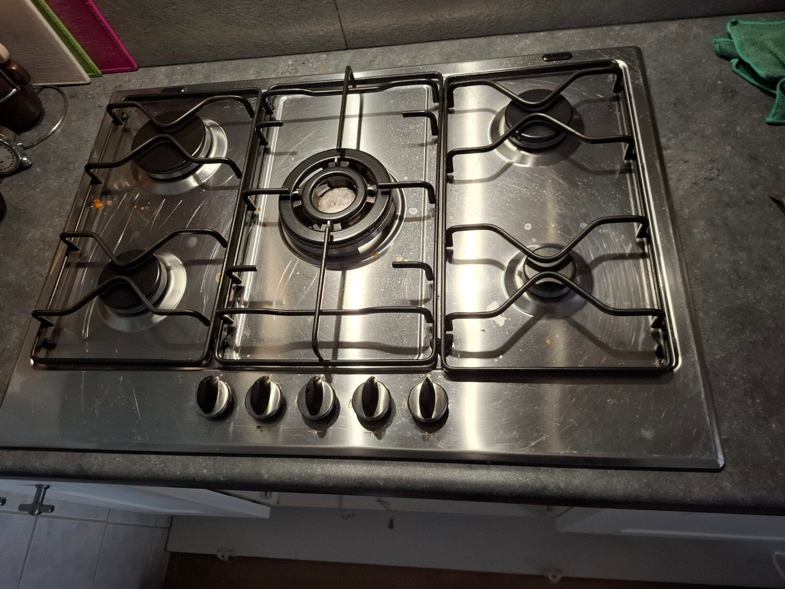 Gasstel 5 pits, Ophalen, Gebruikt, Minder dan 85 cm, Inbouw