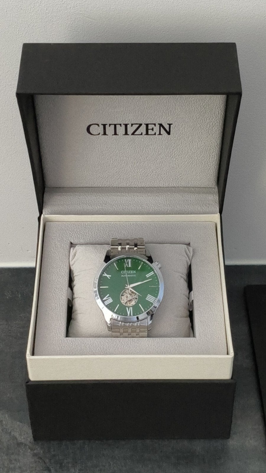 Citizen Automatic NH6750-51T Groen Open Hart Nieuw, Staal, Met bandje, Ophalen of Verzenden, Onbekend