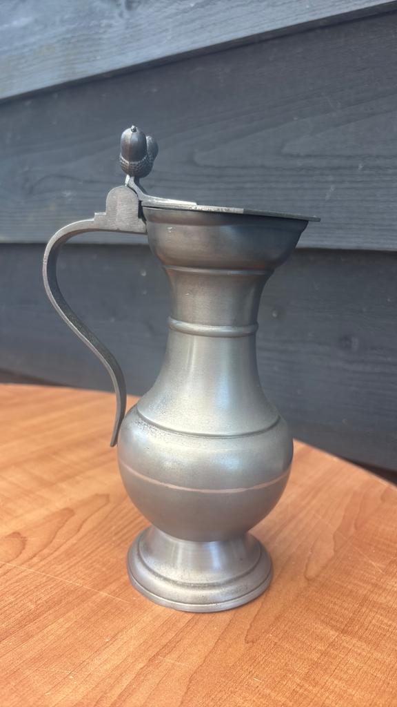 Tinnen kan met eikeltjes, Antiek en Kunst, Ophalen of Verzenden
