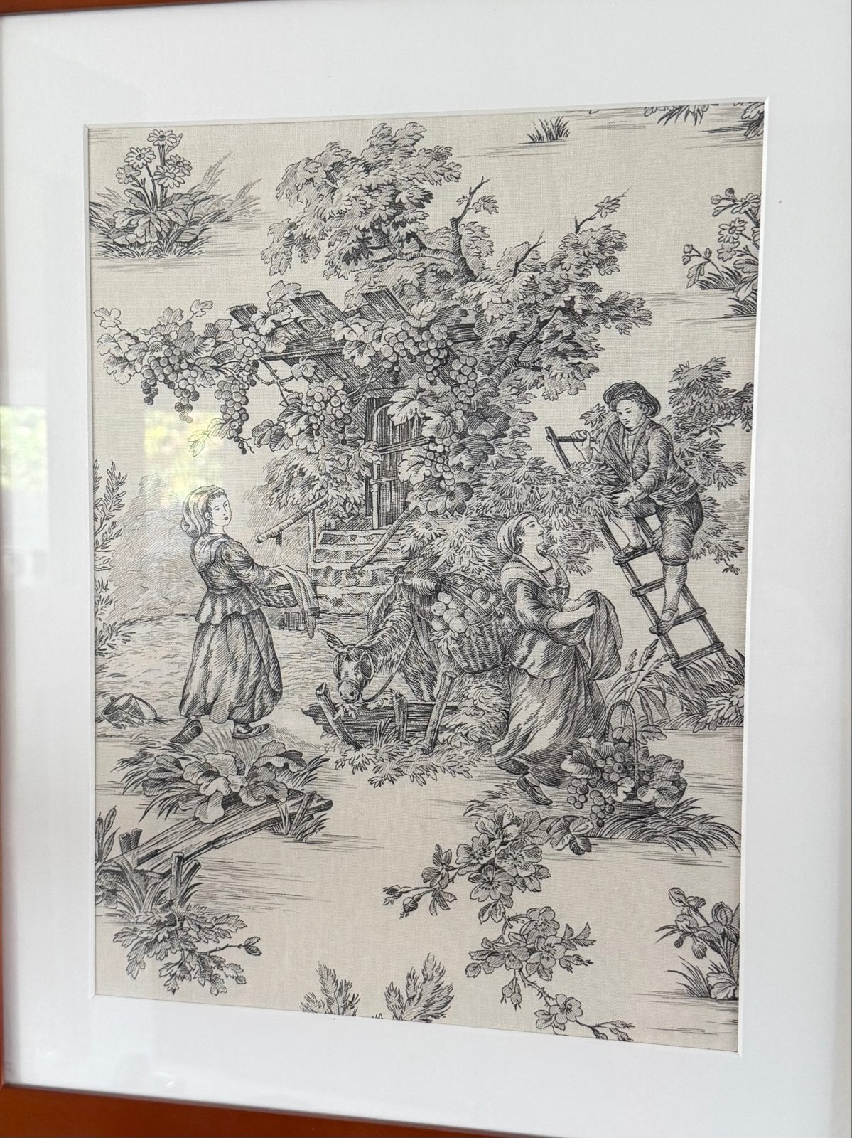 Klassieke Toile de Jouy print - Druivenoogst tafereel, Ophalen of Verzenden, Klassiek, Print, Overige onderwerpen