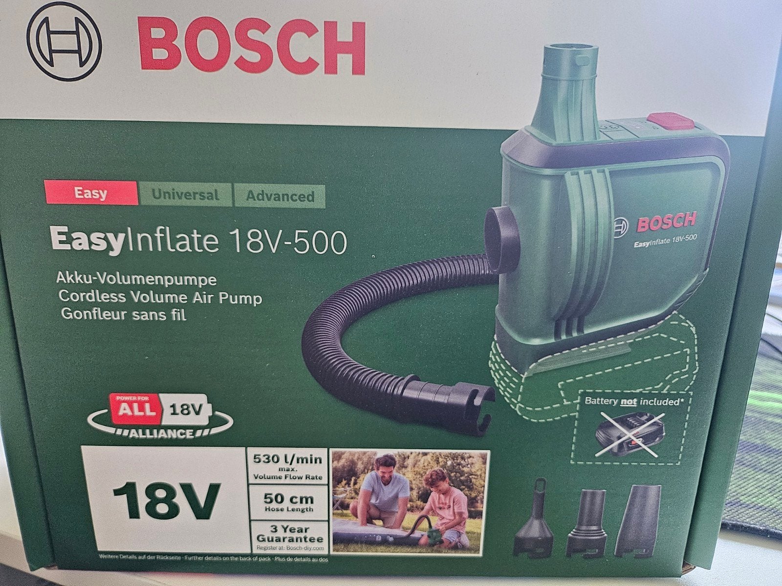 Bosch easyinflate 18-500 luchtpomp nieuw, Caravans en Kamperen, Luchtpompen, Ophalen of Verzenden, Nieuw, Elektrisch