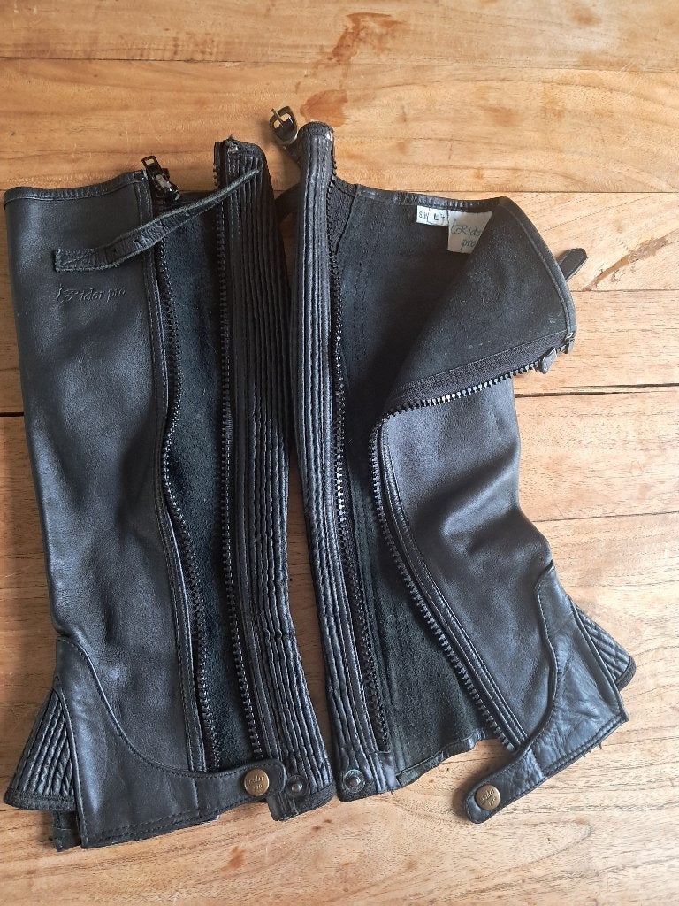 Rider Pro chaps , zwart leer, maat L, Ophalen of Verzenden, Zo goed als nieuw, Schoeisel