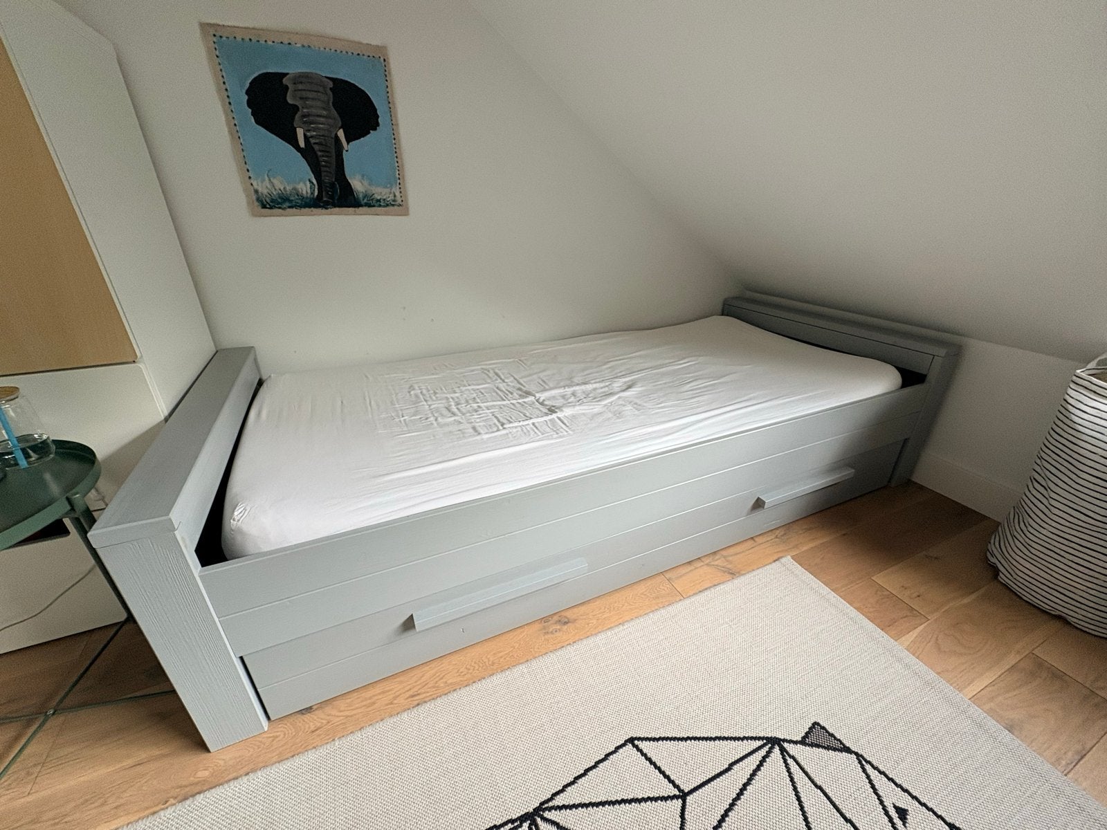 Uitschuifbaar bed met logeerlade (jongensbed) - WOOOD, Ophalen, 90 cm, Tweepersoons, 200 cm