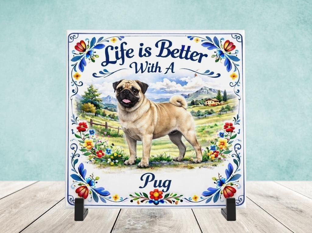 Life is Better with a Pug - Mopshond tegel, Verzenden, Nieuw